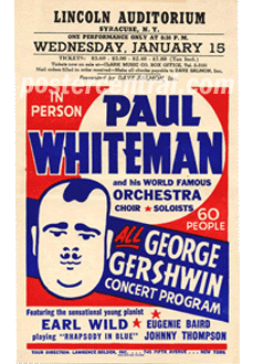 Paul Whiteman at Lincoln Auditorium handbill